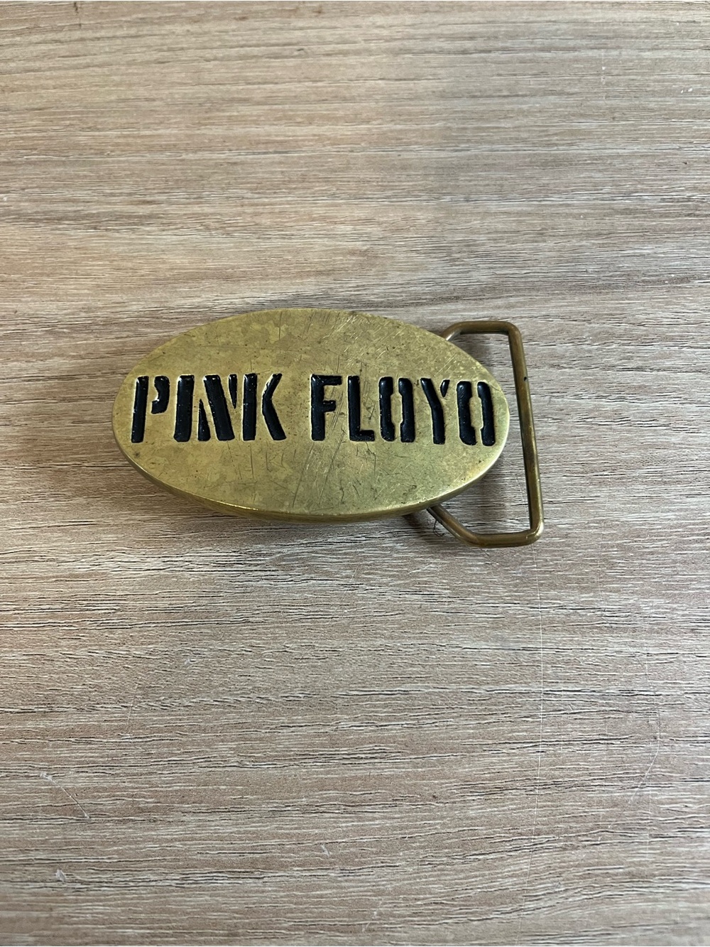 Pink Floyd Brass Oval Belt Buckle - Vintage Brass Finish